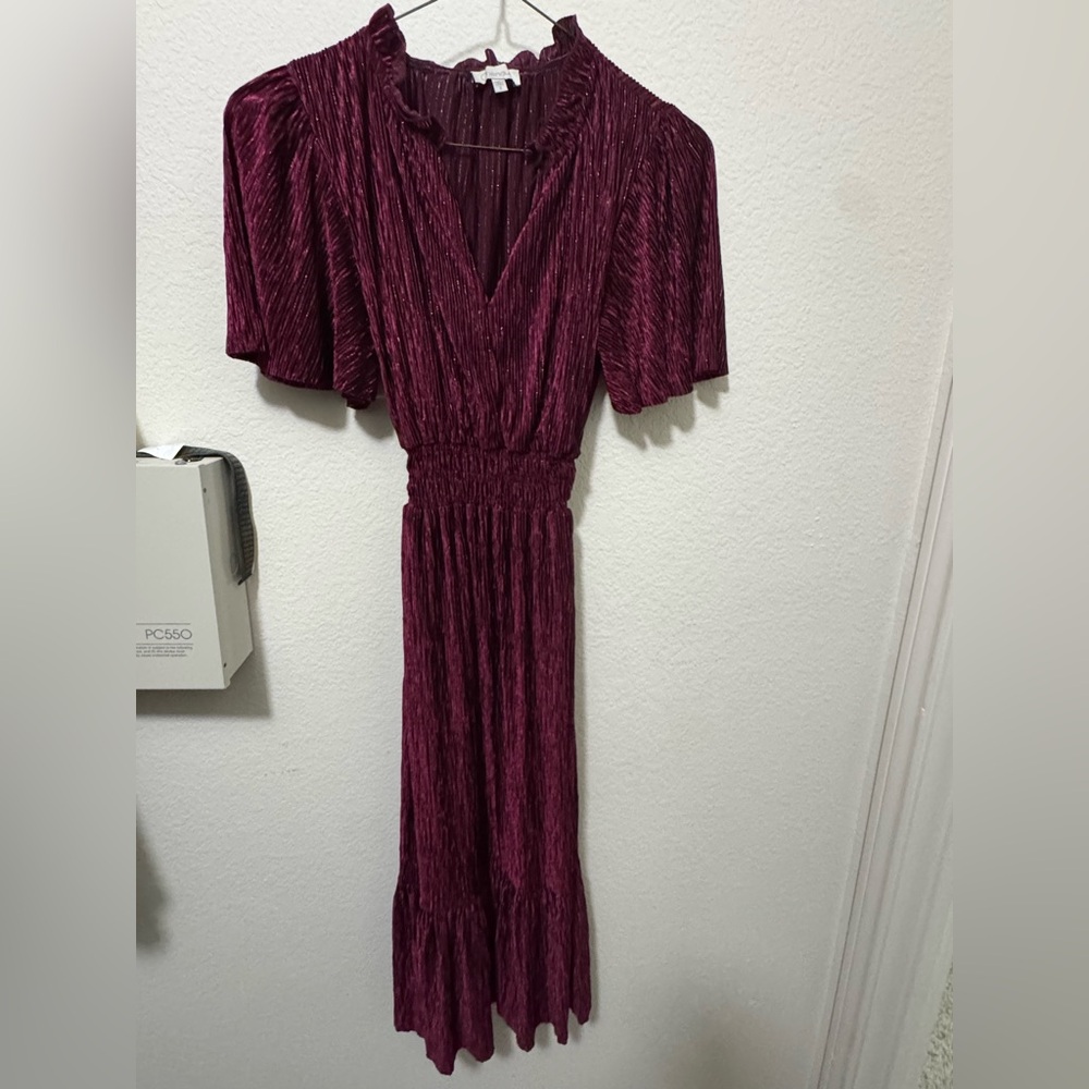 Chenault Red Pleated V-Neck Gown